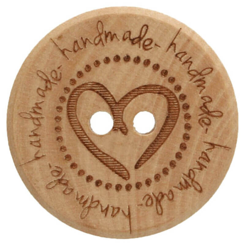 Κουμπί ξύλινο laser - Καρδιά handmade