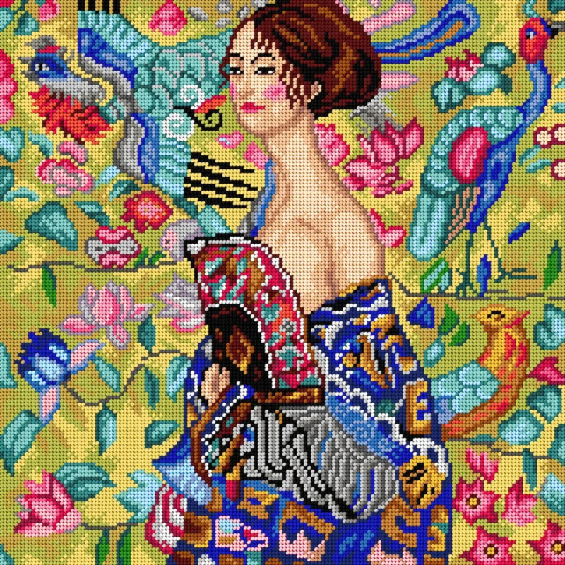 Η κυρία με την βεντάλια (τυπωμένος καμβάς 40x40cm)