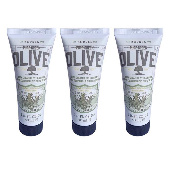 3x KORRES Pure Greek Olive Κρέμα Σώματος Άνθη Ελιάς Ελαιώνας Κρήτης 40ml