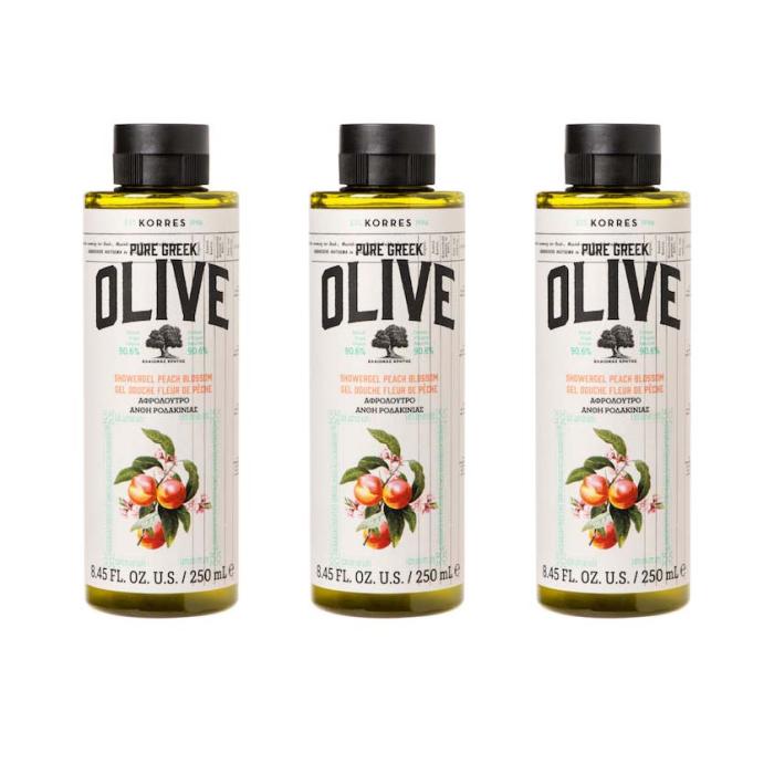 3x KORRES Pure Greek Olive Peach Blossom Αφρόλουτρο Άνθη Ροδακινιάς 250ml