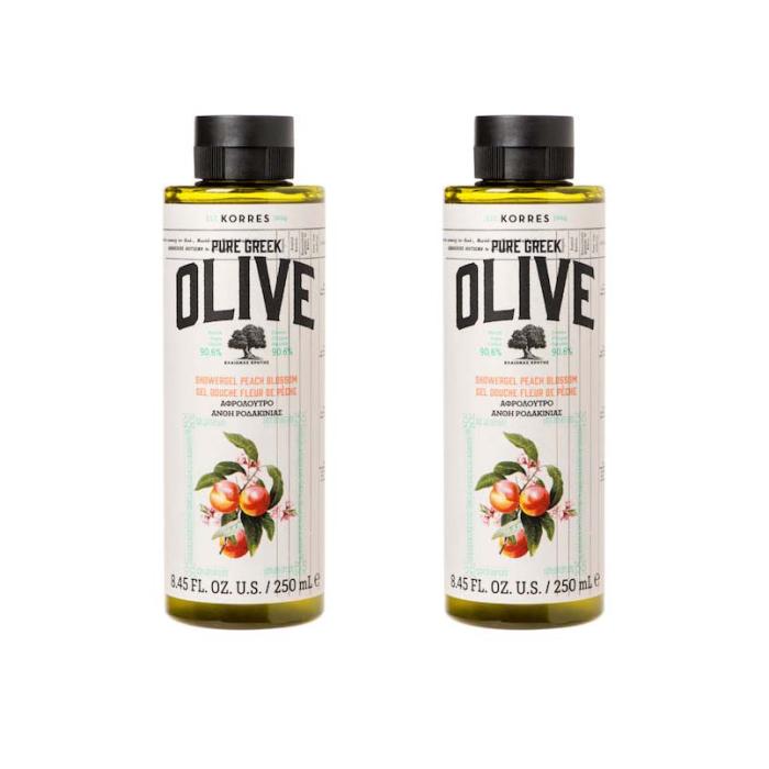 2x KORRES Pure Greek Olive Peach Blossom Αφρόλουτρο Άνθη Ροδακινιάς 250ml