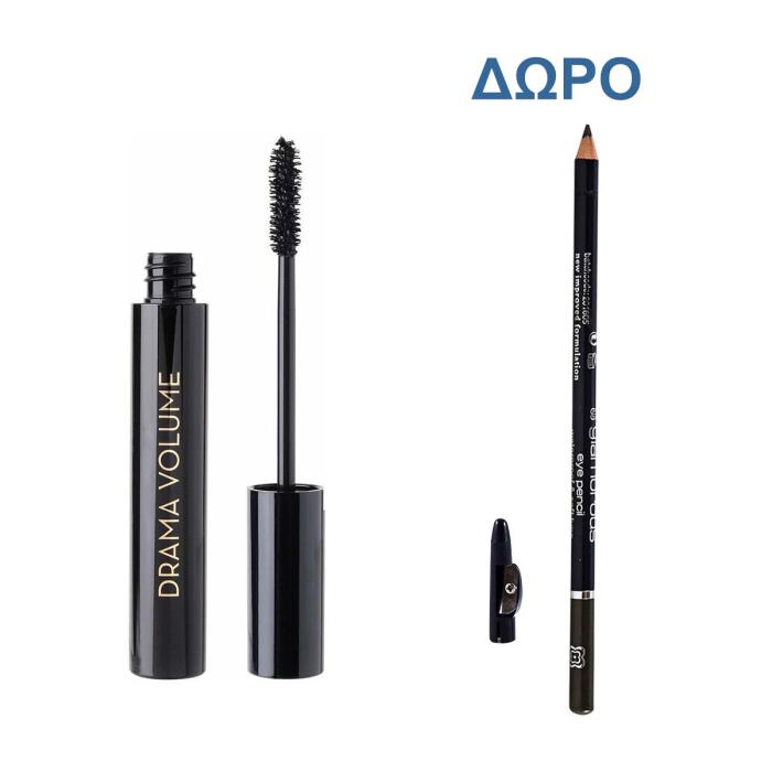 Korres Volcanic Minerals Drama Volume Mascara 01 Black 11ml + ΔΩΡΟ Μολύβι Ματιών Glamurous