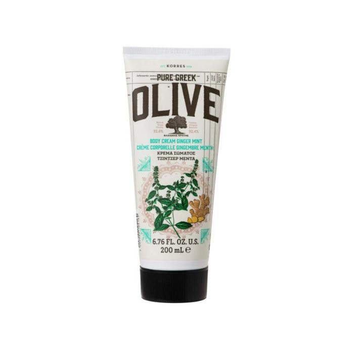 Korres Pure Greek Olive Τζίντζερ Μέντα Ενυδατική Κρέμα Σώματος για Όλες τις Επιδερμίδες 200ml