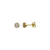 Σκουλαρίκια ροζέτα χρυσά 14Κ με ζιργκόν πέτρες - S1038