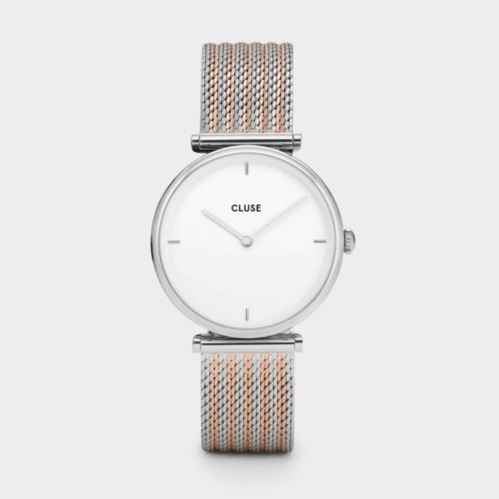 CLUSE Triomphe silver bicolour mesh - CL61001
