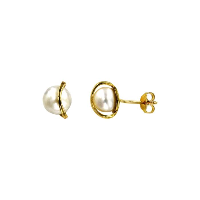 Σκουλαρίκια χρυσά 14Κ με μαργαριτάρι - MRS1024