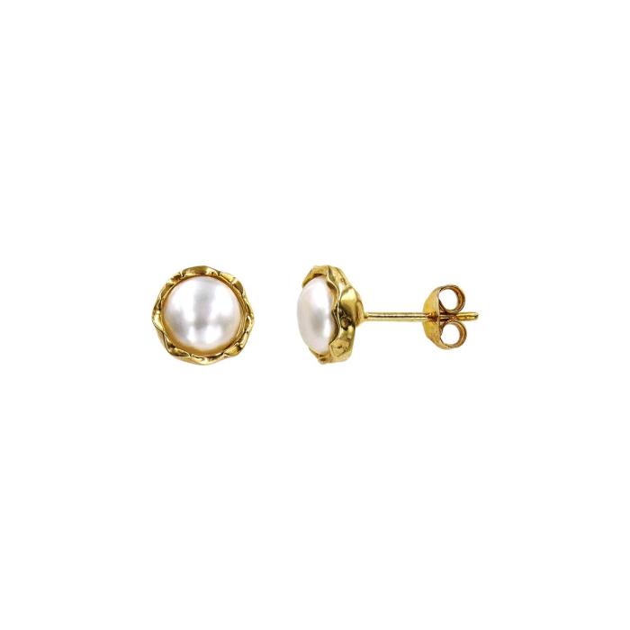 Σκουλαρίκια χρυσά 14Κ με μαργαριτάρι - MRS1035