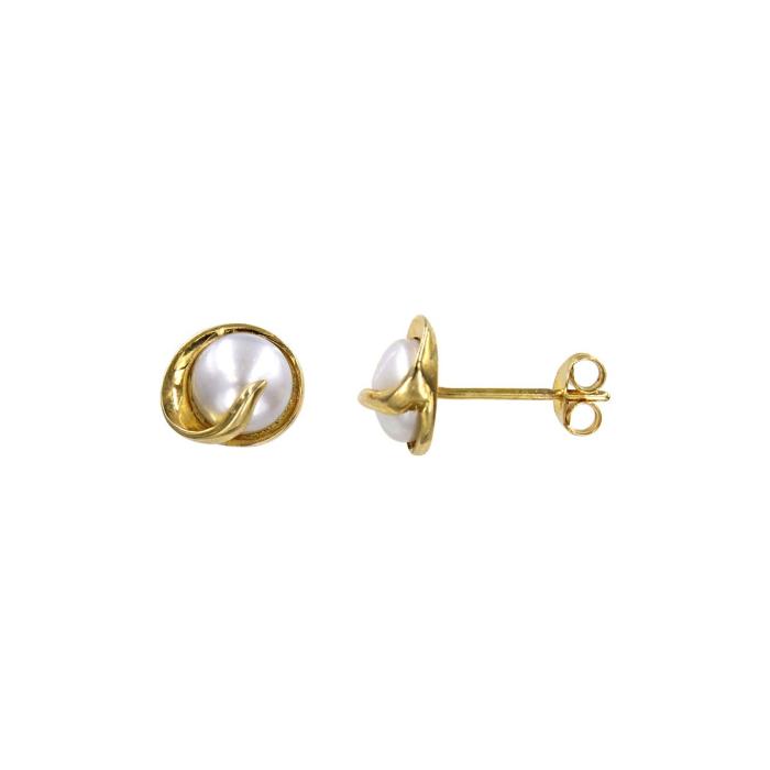 Σκουλαρίκια χρυσά 14Κ με μαργαριτάρι - MRS1041