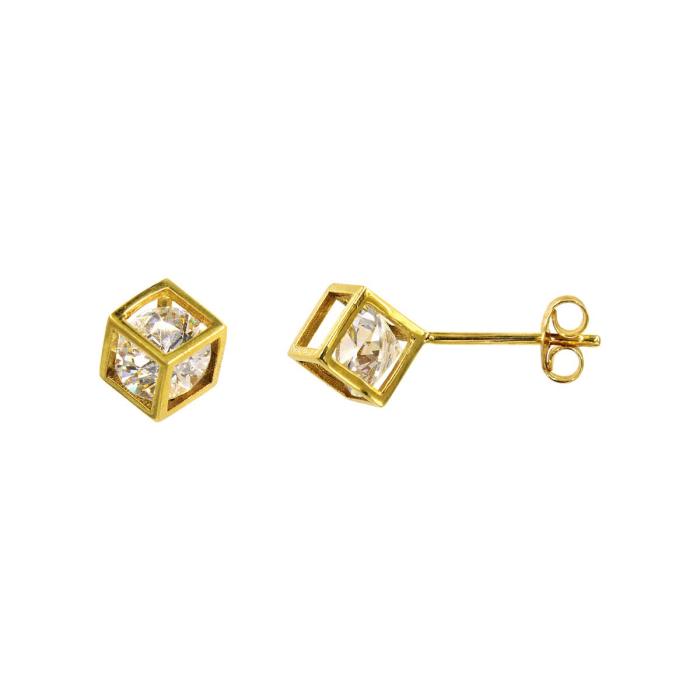 Σκουλαρίκια χρυσά 14Κ με ζιργκόν πέτρες - S1008