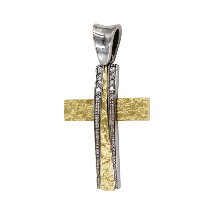 Γυναικείος δίχρωμος σταυρός 14Κ - ST1087
