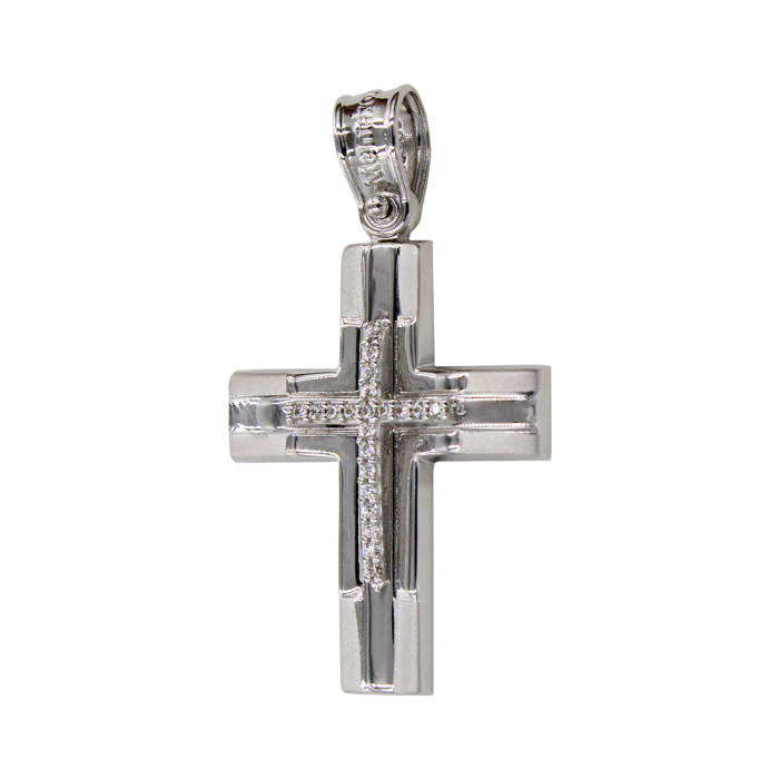 Γυναικείος λευκόχρυσος σταυρός 14Κ - ST1517