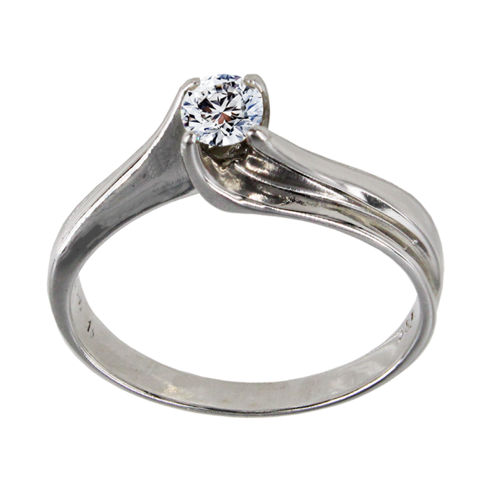 Μονόπετρο δαχτυλίδι λευκόχρυσο 14Κ - MD1001