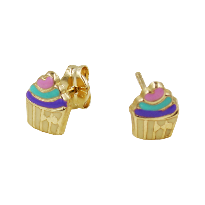 Παιδικά Σκουλαρίκια Cupcakes Χρυσά 9Κ - PSK1082