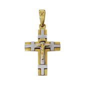 Ανδρικός δίχρωμος σταυρός 14Κ - ST1103