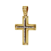 Γυναικείος δίχρωμος σταυρός 14Κ - ST1224