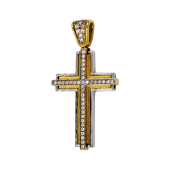 Γυναικείος δίχρωμος σταυρός 14Κ - ST1466