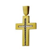 Ανδρικός δίχρωμος σταυρός 14Κ - ST1477