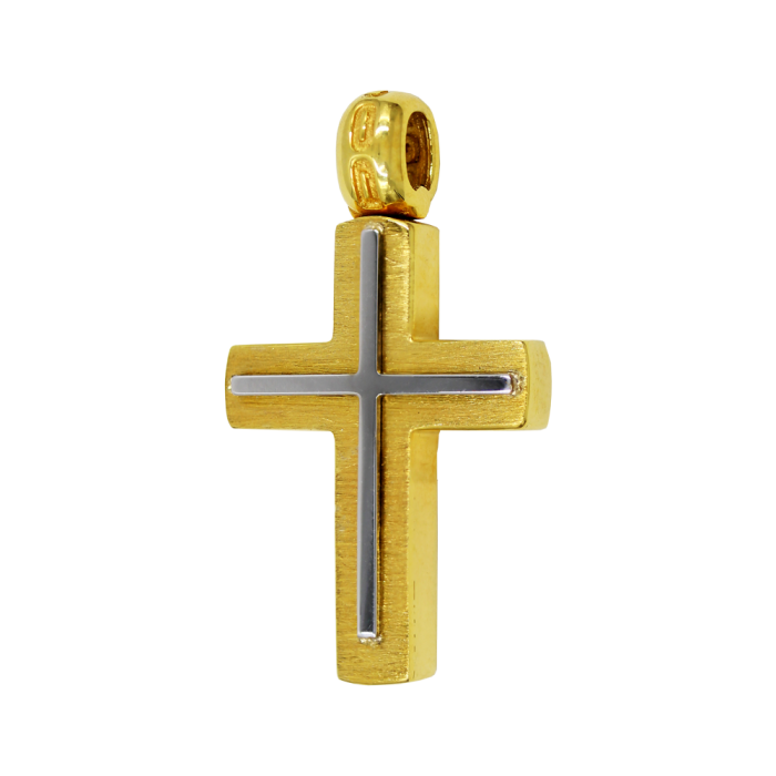 Ανδρικός δίχρωμος σταυρός 14Κ - ST1110