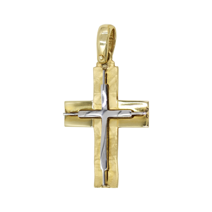 Ανδρικός δίχρωμος σταυρός 14Κ - ST1440