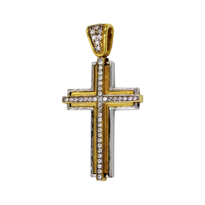 Γυναικείος δίχρωμος σταυρός 14Κ - ST1466
