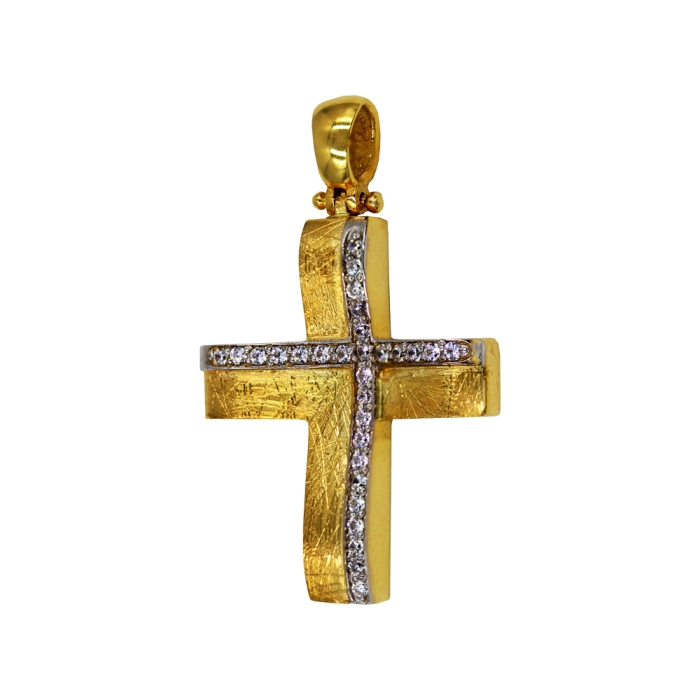 Γυναικείος δίχρωμος σταυρός 14Κ - ST1493