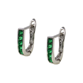 Σκουλαρίκια Ασημένια Green Hoops- SLV1011G
