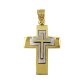 Ανδρικός δίχρωμος σταυρός 14Κ - ST1259