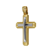 Ανδρικός δίχρωμος σταυρός 14Κ - ST1457