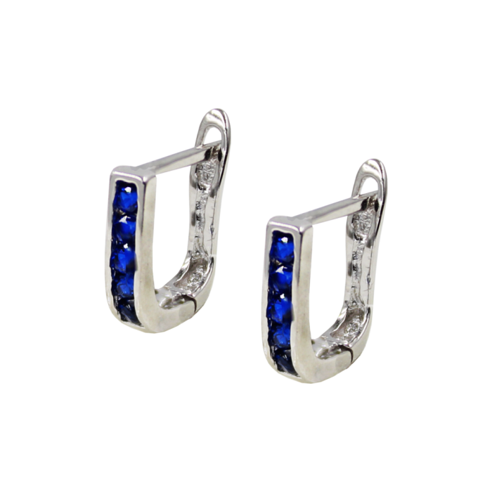 Σκουλαρίκια Ασημένια Blue Hoops- SLV1011B