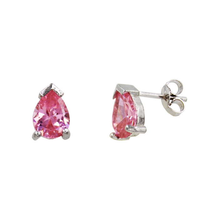 Σκουλαρίκια Ασημένια Baby Pink Drops - SLV1025P