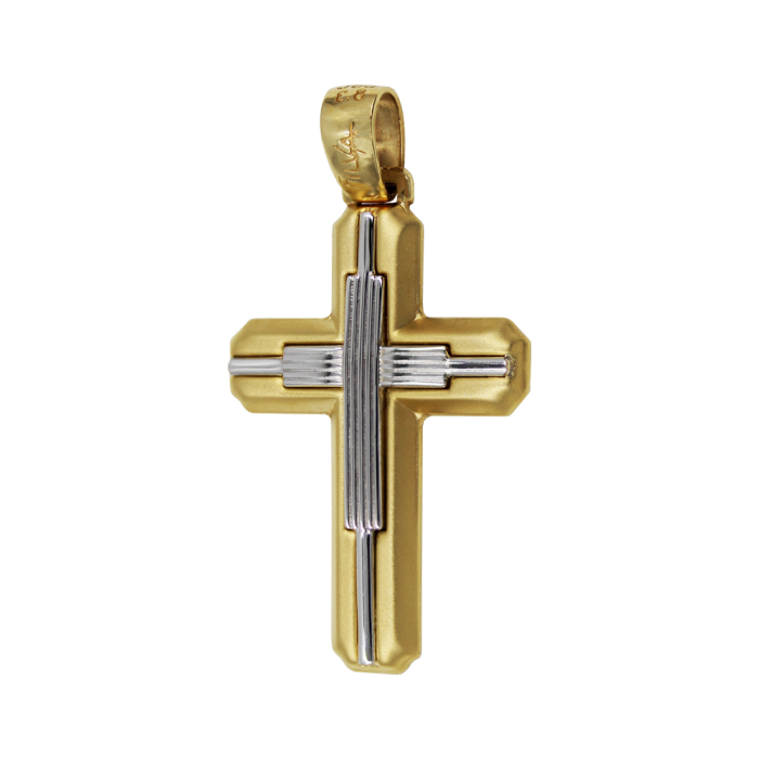 Ανδρικός δίχρωμος σταυρός 14Κ - ST1456