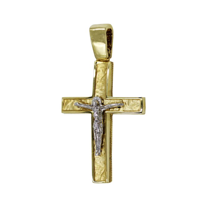 Ανδρικός δίχρωμος σταυρός 14Κ - ST1548
