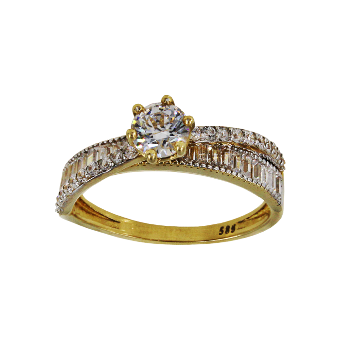 Μονόπετρο δαχτυλίδι χρυσό 14Κ - MD1014Κ
