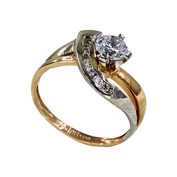 Μονόπετρο δαχτυλίδι δίχρωμο 14Κ - MD4200