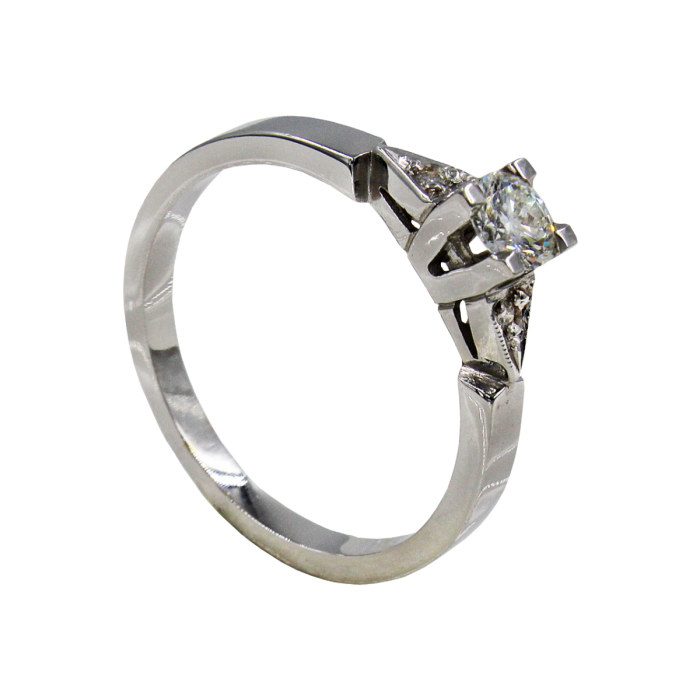Μονόπετρο δαχτυλίδι λευκόχρυσο 18Κ - MDB1357