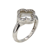 Δαχτυλίδι σταυρός λευκόχρυσο με ζιργκόν πέτρες 14Κ - D1044