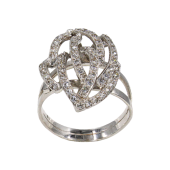 Δαχτυλίδι λευκόχρυσο με ζιργκόν πέτρες 14Κ - D496