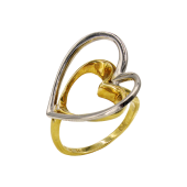 Δαχτυλίδι καρδιές δίχρωμο 14Κ - D5124