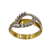 Δαχτυλίδι δίχρωμο με ζιργκόν πέτρες 14Κ - D51323
