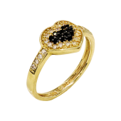 Δαχτυλίδι καρδιά χρυσό με ζιργκόν πέτρες 14Κ - D51600_0