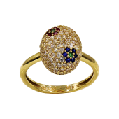 Δαχτυλίδι χρυσό σεβαλιέ με ζιργκόν πέτρες 14Κ - D51836