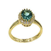 Δαχτυλίδι ροζέτα χρυσό με ζιργκόν πέτρες 14Κ - D52438