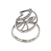 Δαχτυλίδι λευκόχρυσο με ζιργκόν πέτρες 14Κ - D977