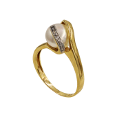 Δαχτυλίδι χρυσό 14Κ με μαργαριτάρι & ζιργκόν - MRD008