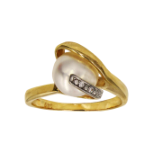Δαχτυλίδι χρυσό 14Κ με μαργαριτάρι & ζιργκόν - MRD008