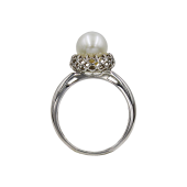 Δαχτυλίδι λευκόχρυσο 14Κ με μαργαριτάρι - MRD1007