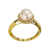 Δαχτυλίδι χρυσό 14Κ με μαργαριτάρι & ζιργκόν - MRD1008