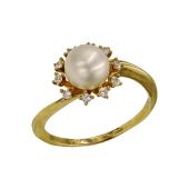Δαχτυλίδι χρυσό 14Κ με μαργαριτάρι & ζιργκόν - MRD1009