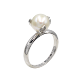 Δαχτυλίδι λευκόχρυσο 14Κ με μαργαριτάρι & ζιργκόν - MRD1016