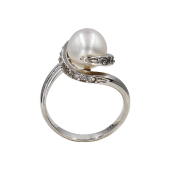 Δαχτυλίδι λευκόχρυσο 14Κ με μαργαριτάρι & ζιργκόν - MRD2016